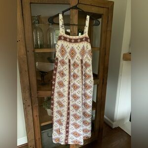 Sonoma Cream Maxi Dress with Rust and Lavender Aztec Print